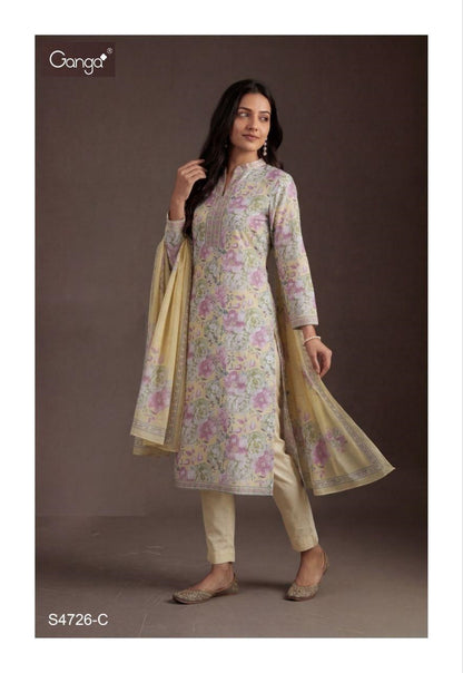 Melina 4726 Ganga Cotton Pant Style Suits Wholesale Rate