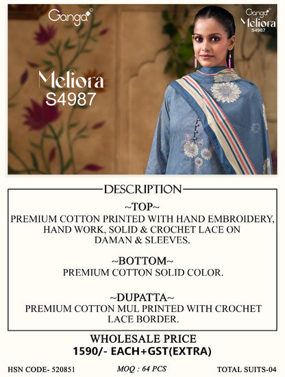 Meliora S4987 Ganga Cotton Plazzo Style Suits Manufacturer