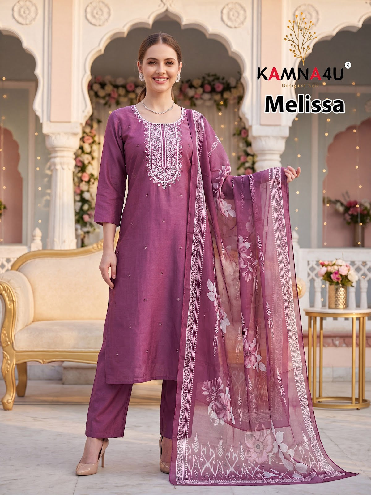 Melissa Kamna4U Vertican Readymade Pant Style Suits Wholesaler Gujarat
