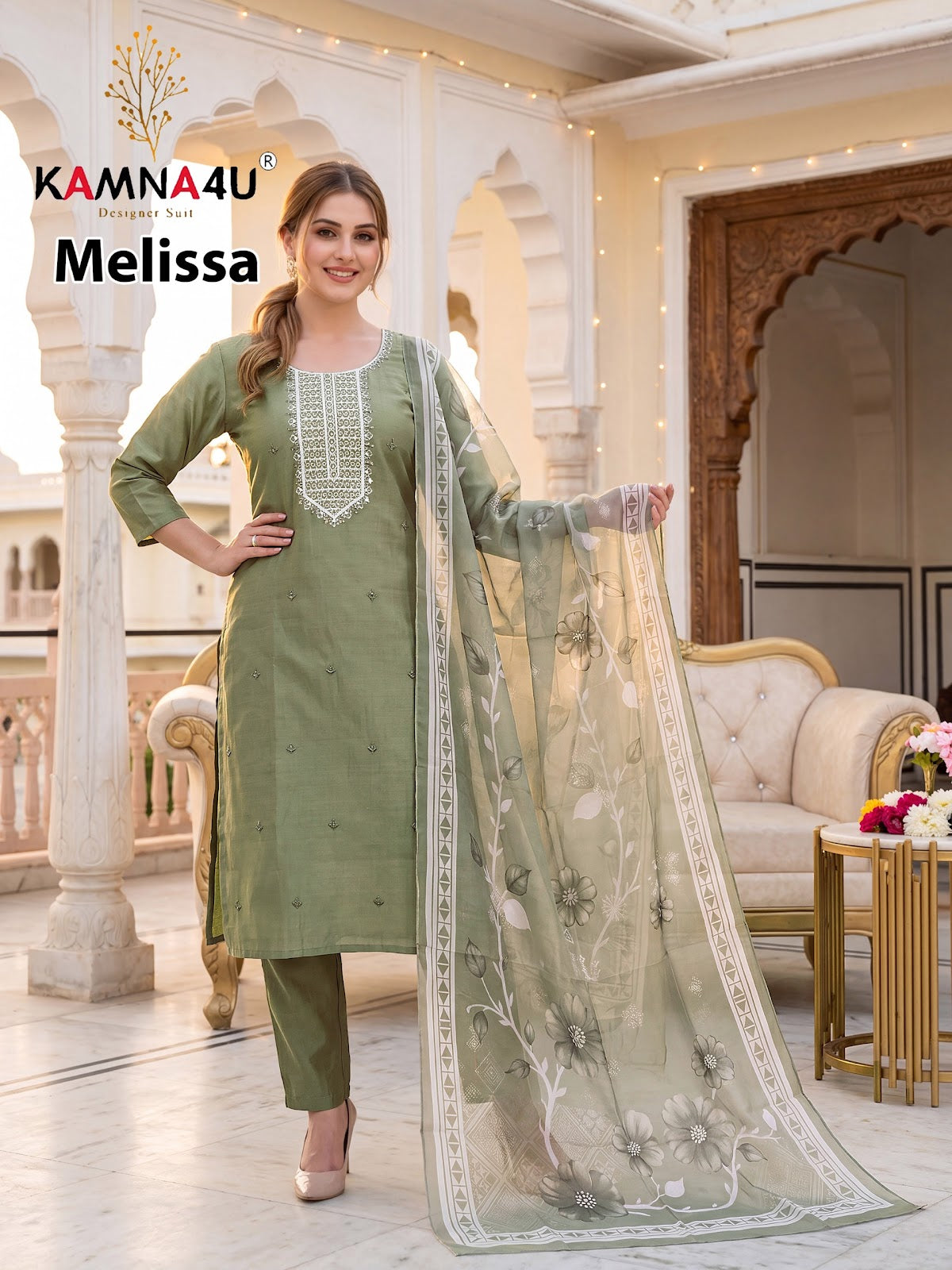 Melissa Kamna4U Vertican Readymade Pant Style Suits Wholesaler Gujarat