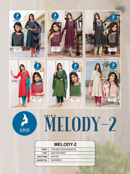Melody 2 Kaya Rayon Readymade Pant Style Suits Wholesale