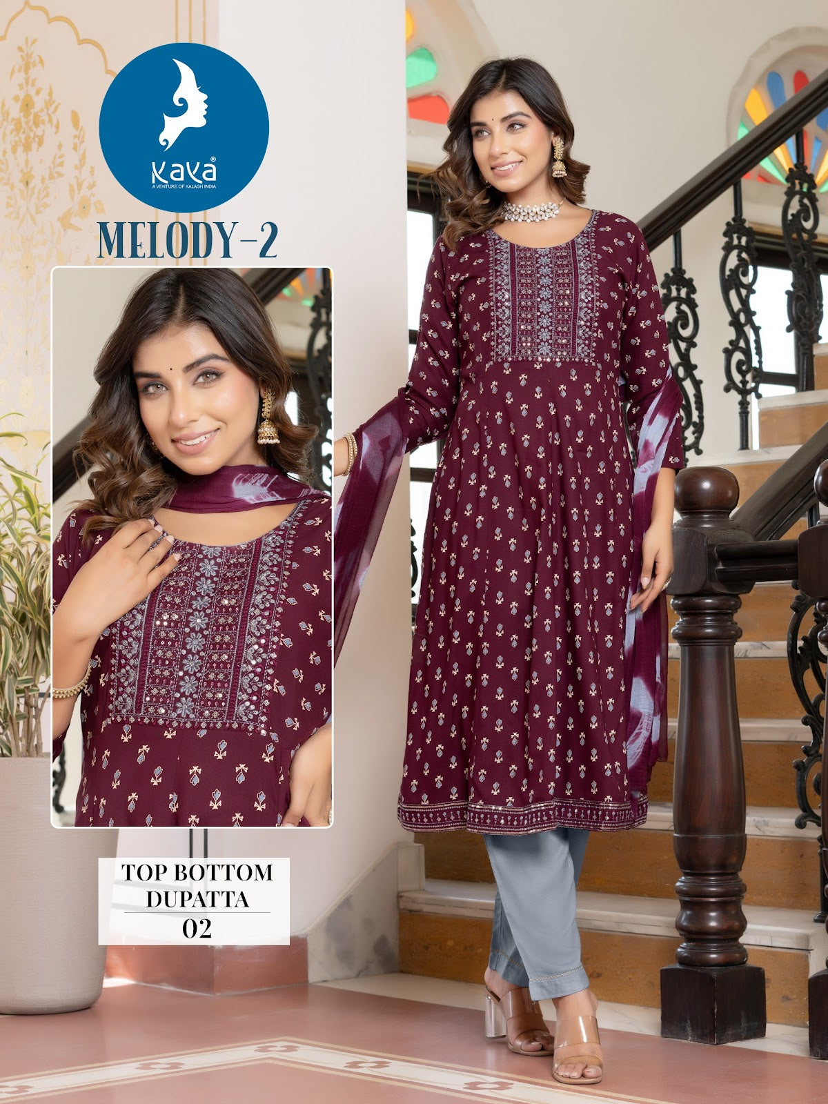 Melody 2 Kaya Rayon Readymade Pant Style Suits Wholesale
