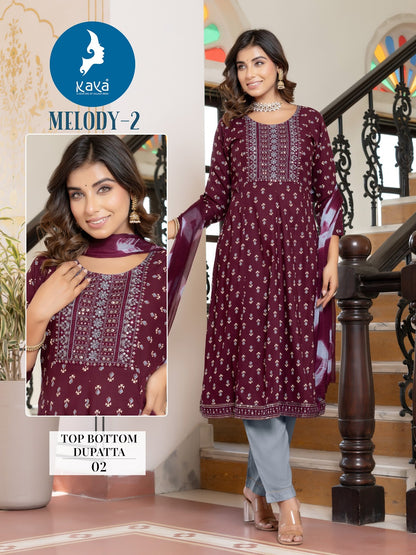 Melody 2 Kaya Rayon Readymade Pant Style Suits Wholesale