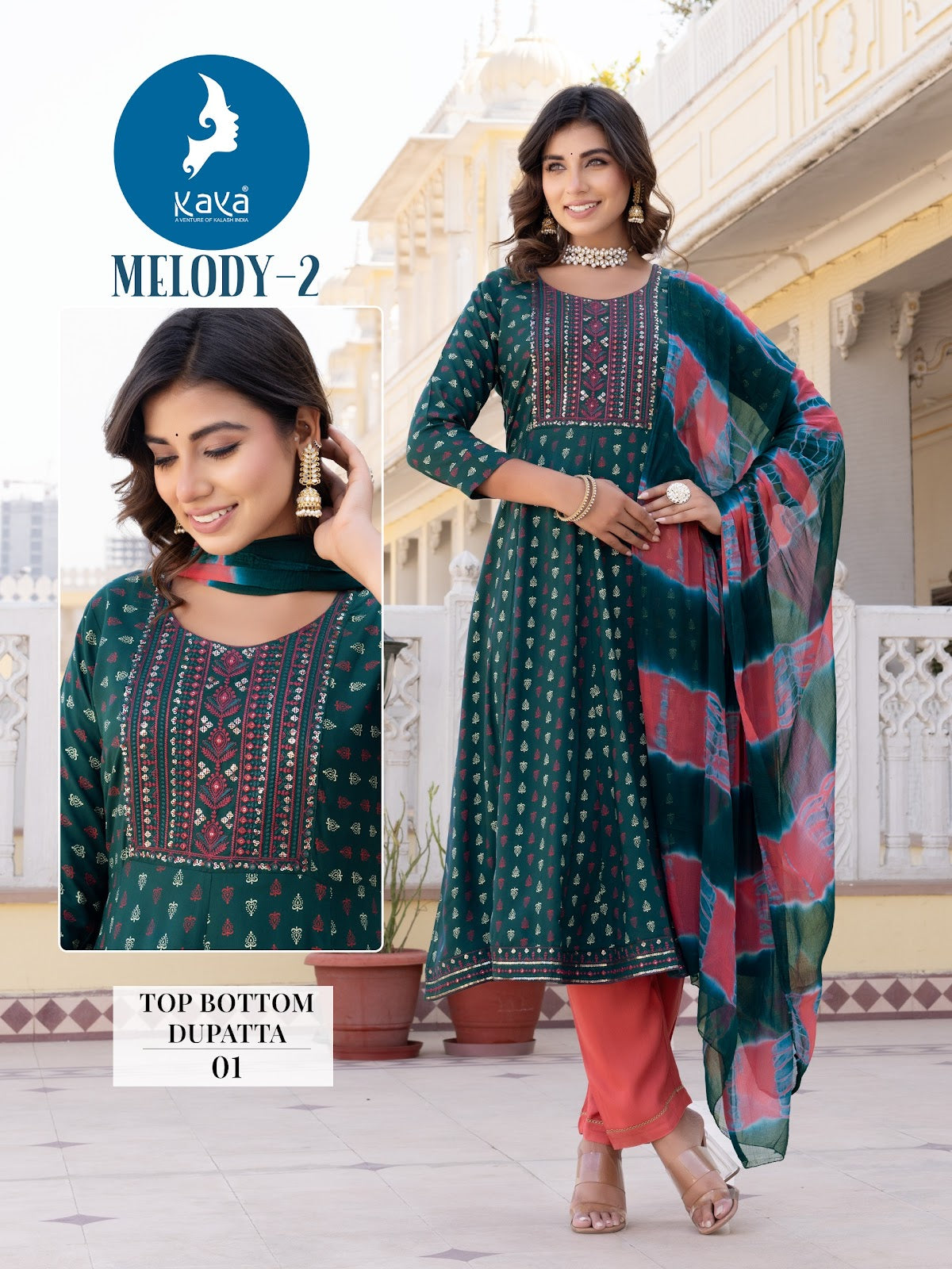 Melody 2 Kaya Rayon Readymade Pant Style Suits Wholesale
