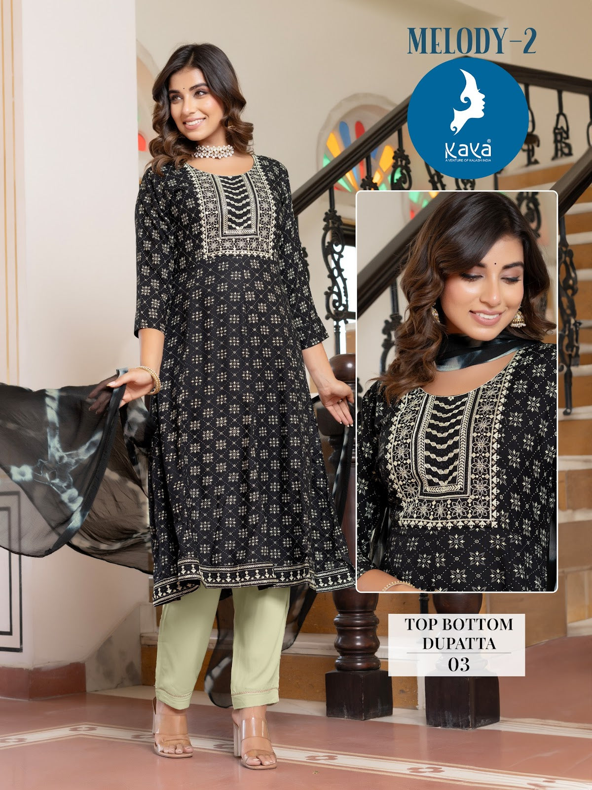 Melody 2 Kaya Rayon Readymade Pant Style Suits Wholesale