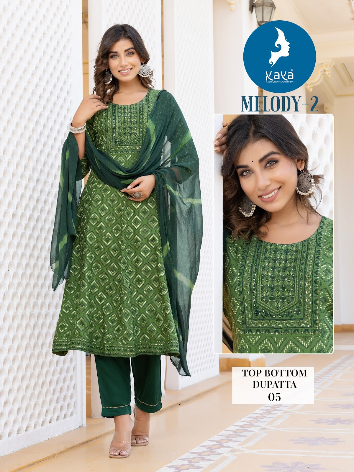 Melody 2 Kaya Rayon Readymade Pant Style Suits Wholesale