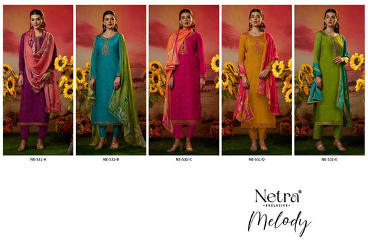 Melody Netra Habutai Silk Pant Style Suits Wholesale