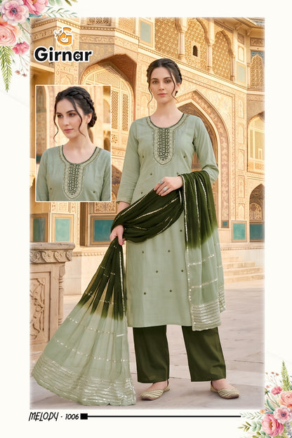 Melody Vol 1 Girnar Roman Silk Readymade Pant Style Suits Supplier India