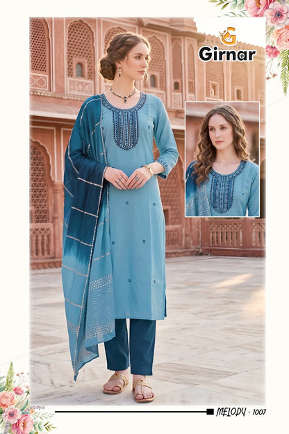 Melody Vol 1 Girnar Roman Silk Readymade Pant Style Suits Supplier India