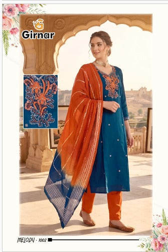 Melody Vol 1 Girnar Roman Silk Readymade Pant Style Suits Supplier India