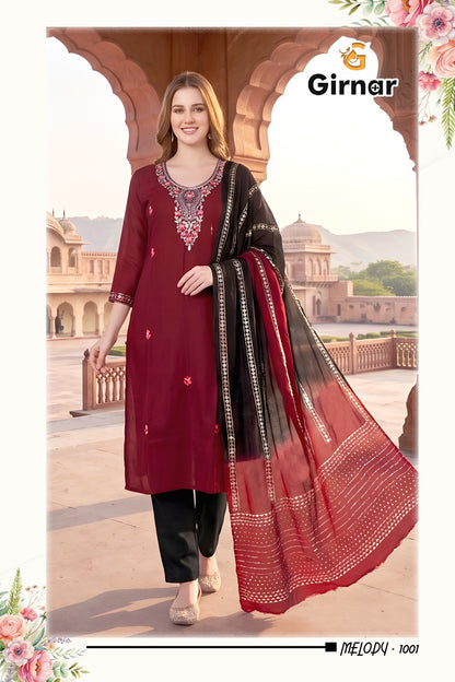 Melody Vol 1 Girnar Roman Silk Readymade Pant Style Suits Supplier India