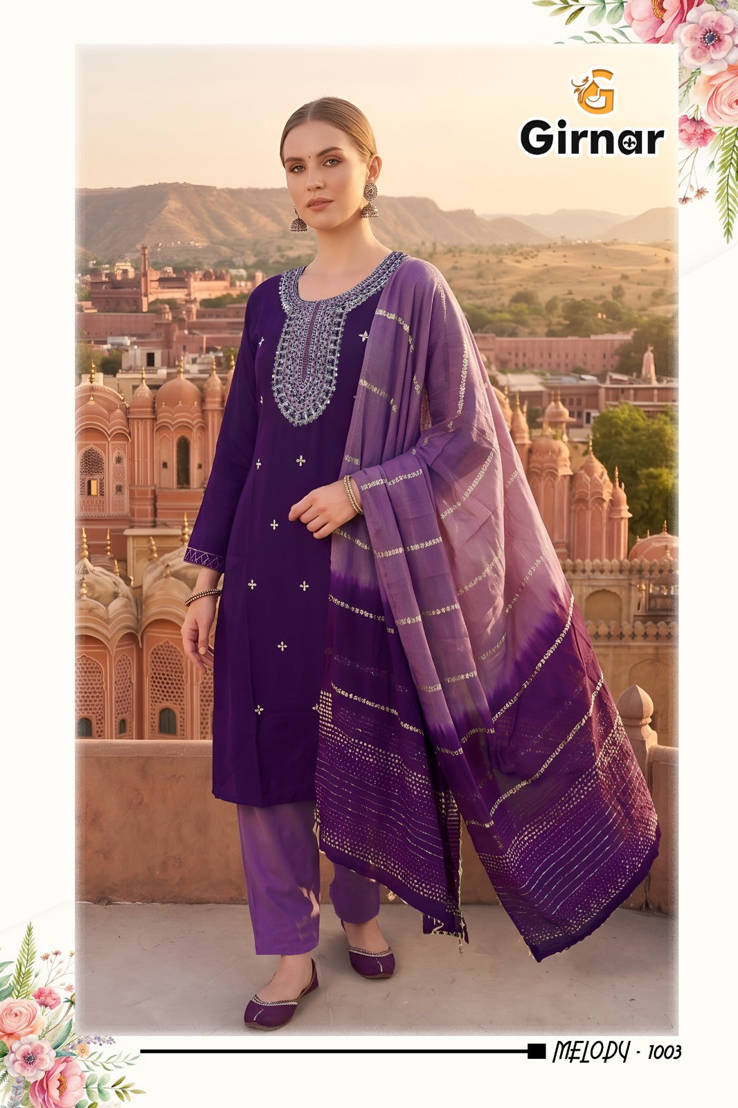 Melody Vol 1 Girnar Roman Silk Readymade Pant Style Suits Supplier India