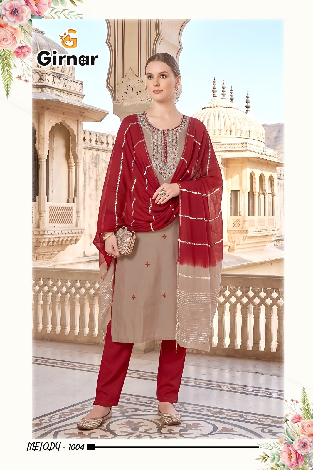 Melody Vol 1 Girnar Roman Silk Readymade Pant Style Suits Supplier India