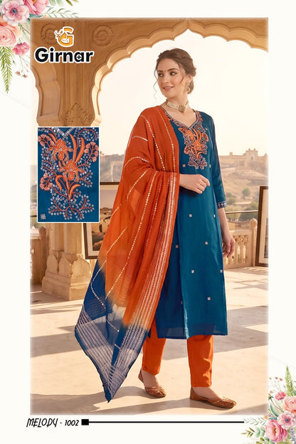Melody Vol 1 Girnar Roman Silk Readymade Pant Style Suits Supplier India