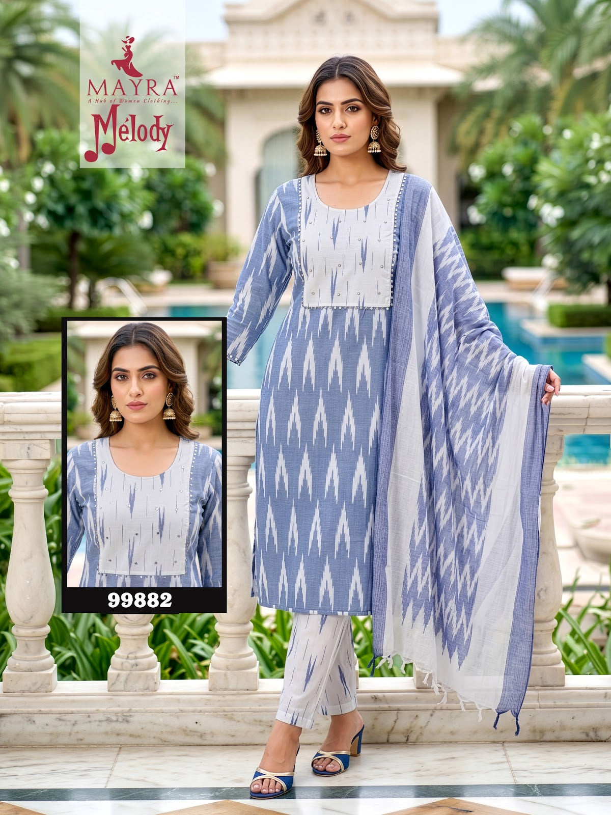 Melody Vol 2 Mayra Ikkat Readymade Cotton Pant Suits Supplier India