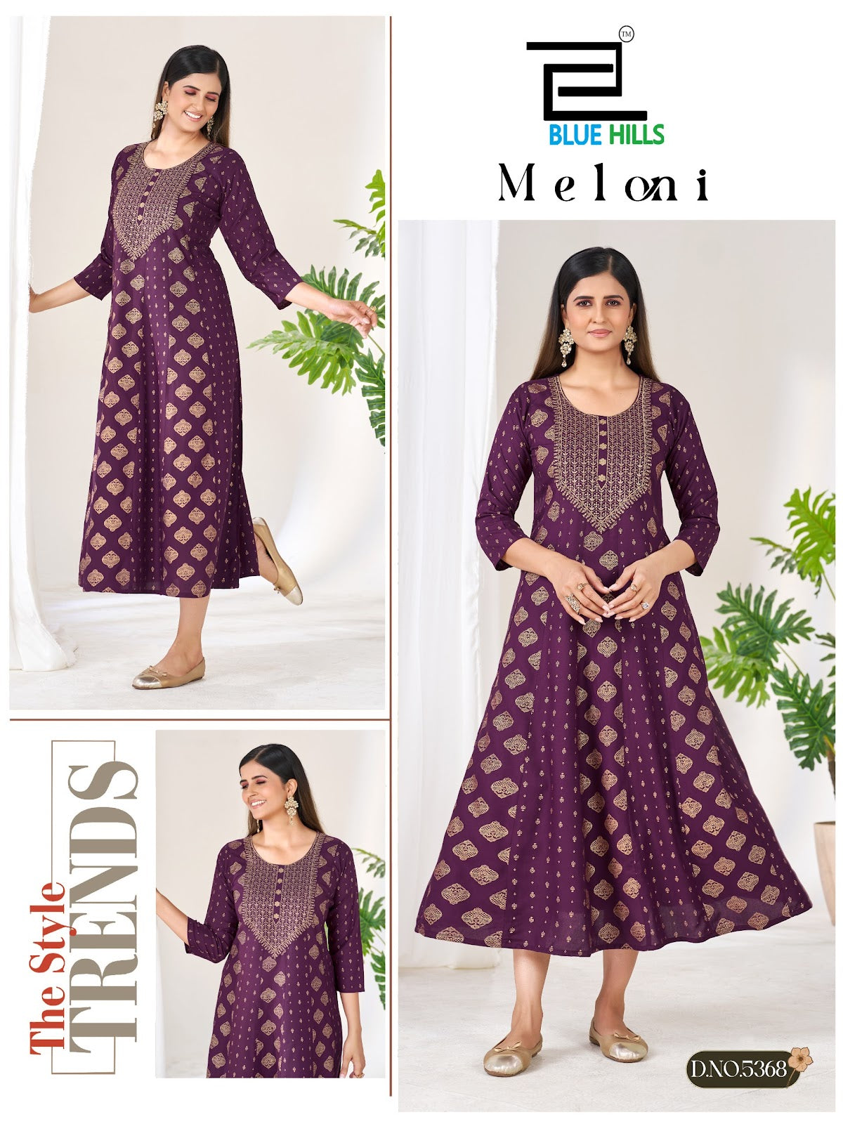 Meloni Blue Hills Rayon 14Kg Anarkali Kurtis Supplier Gujarat