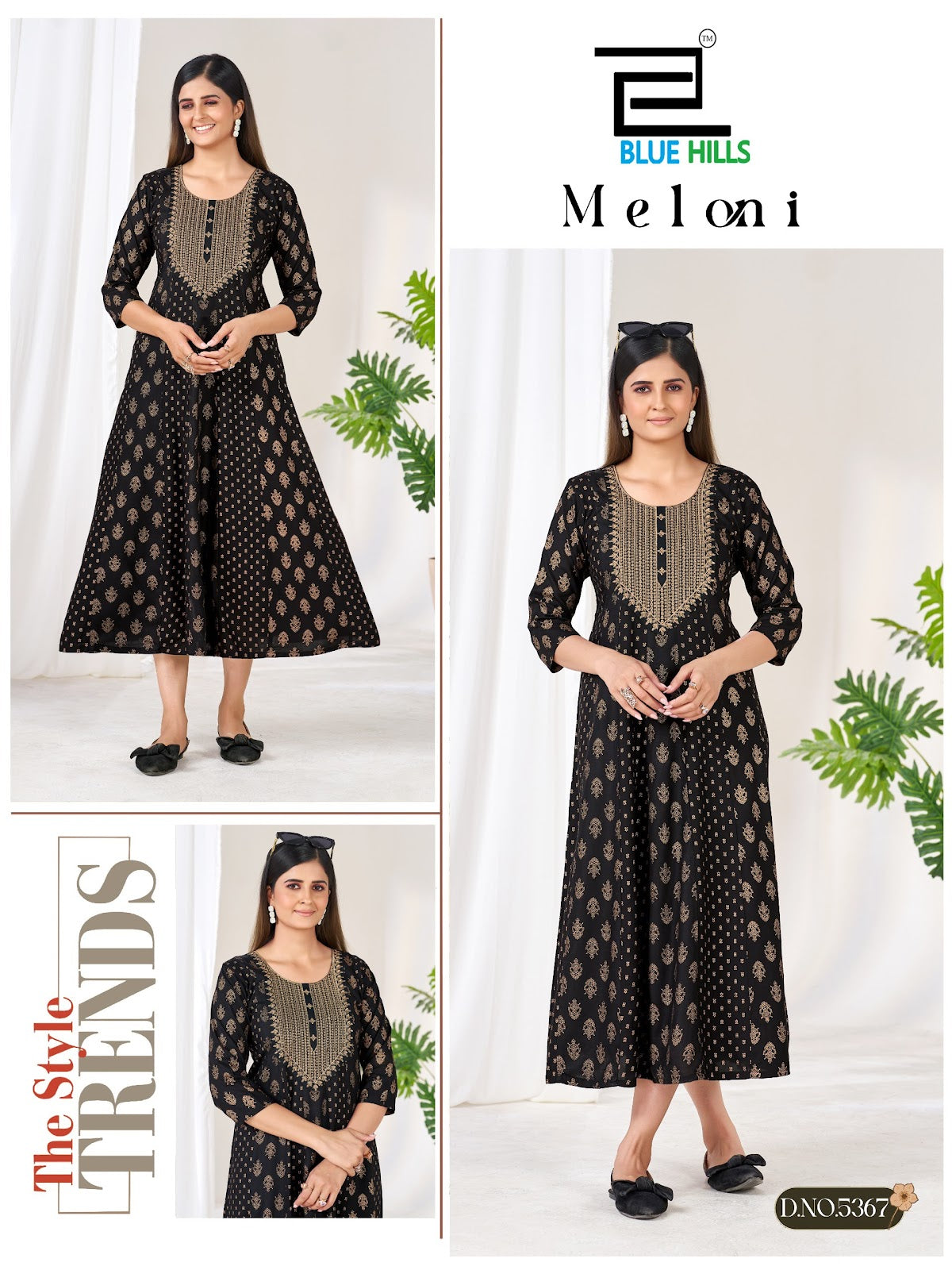 Meloni Blue Hills Rayon 14Kg Anarkali Kurtis Supplier Gujarat