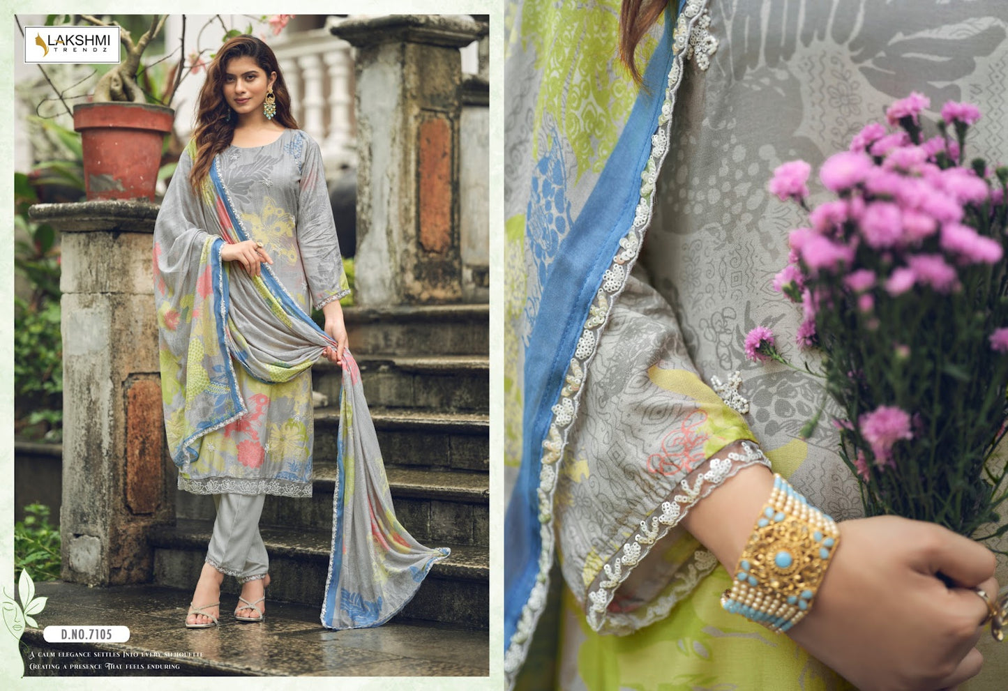 Meloni Lakshmi Trendz Viscose Muslin Pant Style Suits Wholesaler Gujarat