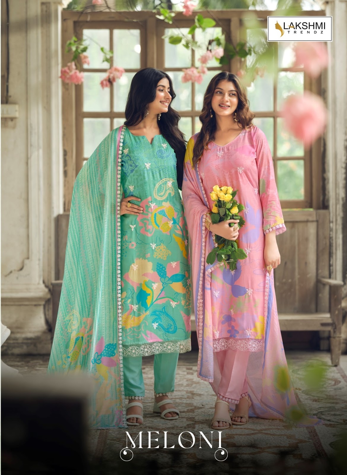 Meloni Lakshmi Trendz Viscose Muslin Pant Style Suits Wholesaler Gujarat