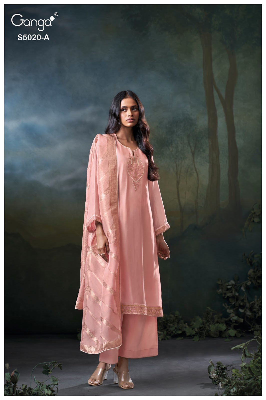 Meloni S5020 Ganga Bemberg Silk Plazzo Style Suits Wholesale Price