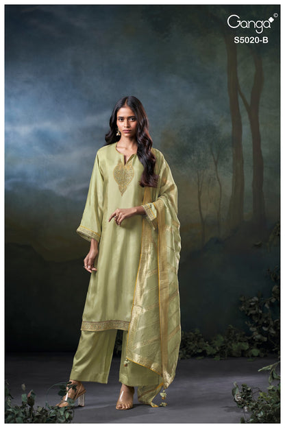 Meloni S5020 Ganga Bemberg Silk Plazzo Style Suits Wholesale Price