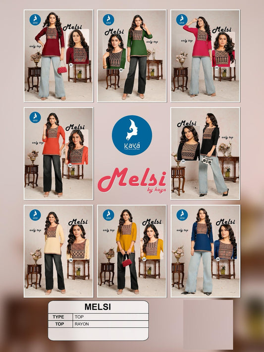 Melsi Kaya Heavy Rayon Short Kurtis Wholesale
