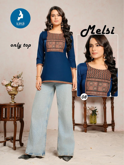 Melsi Kaya Heavy Rayon Short Kurtis Wholesale