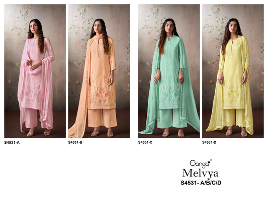 Melvya 4531 Ganga Cotton Plazzo Style Suits Supplier India