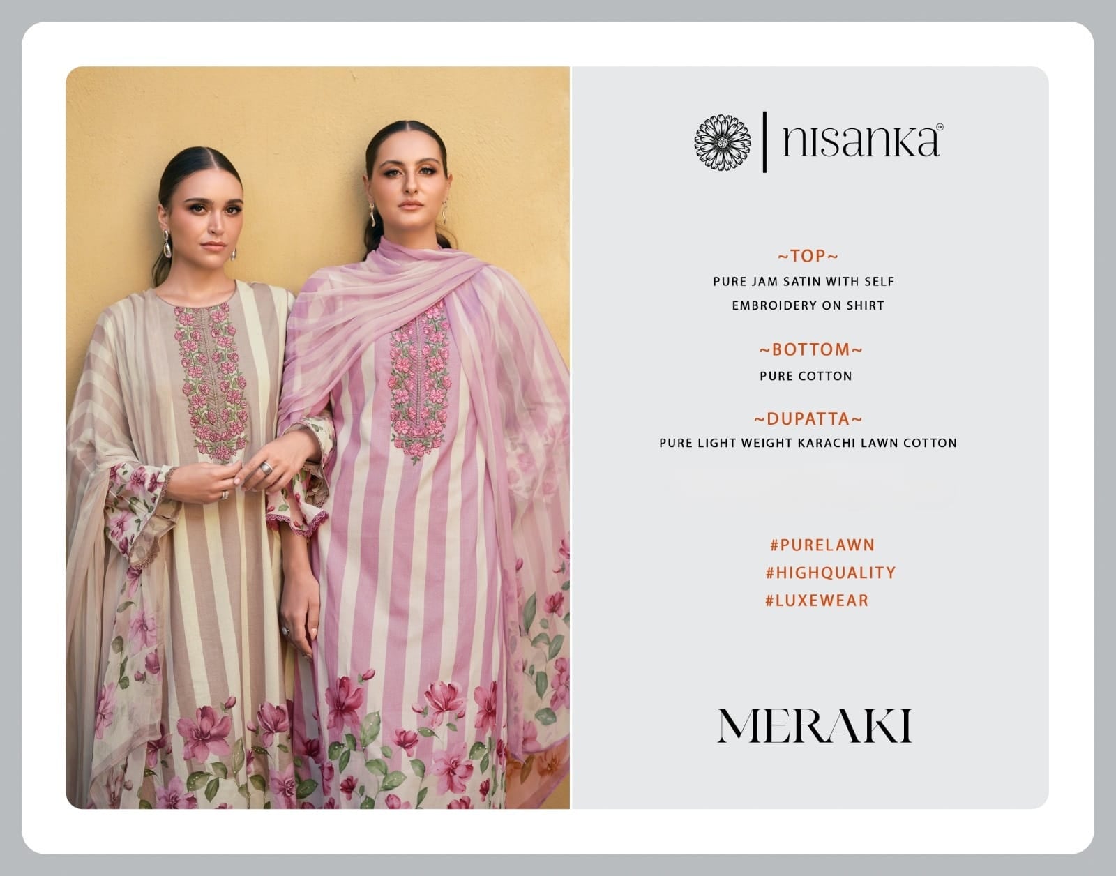 Meraki Nisanka Pure Jam Karachi Salwar Suits Wholesale Price