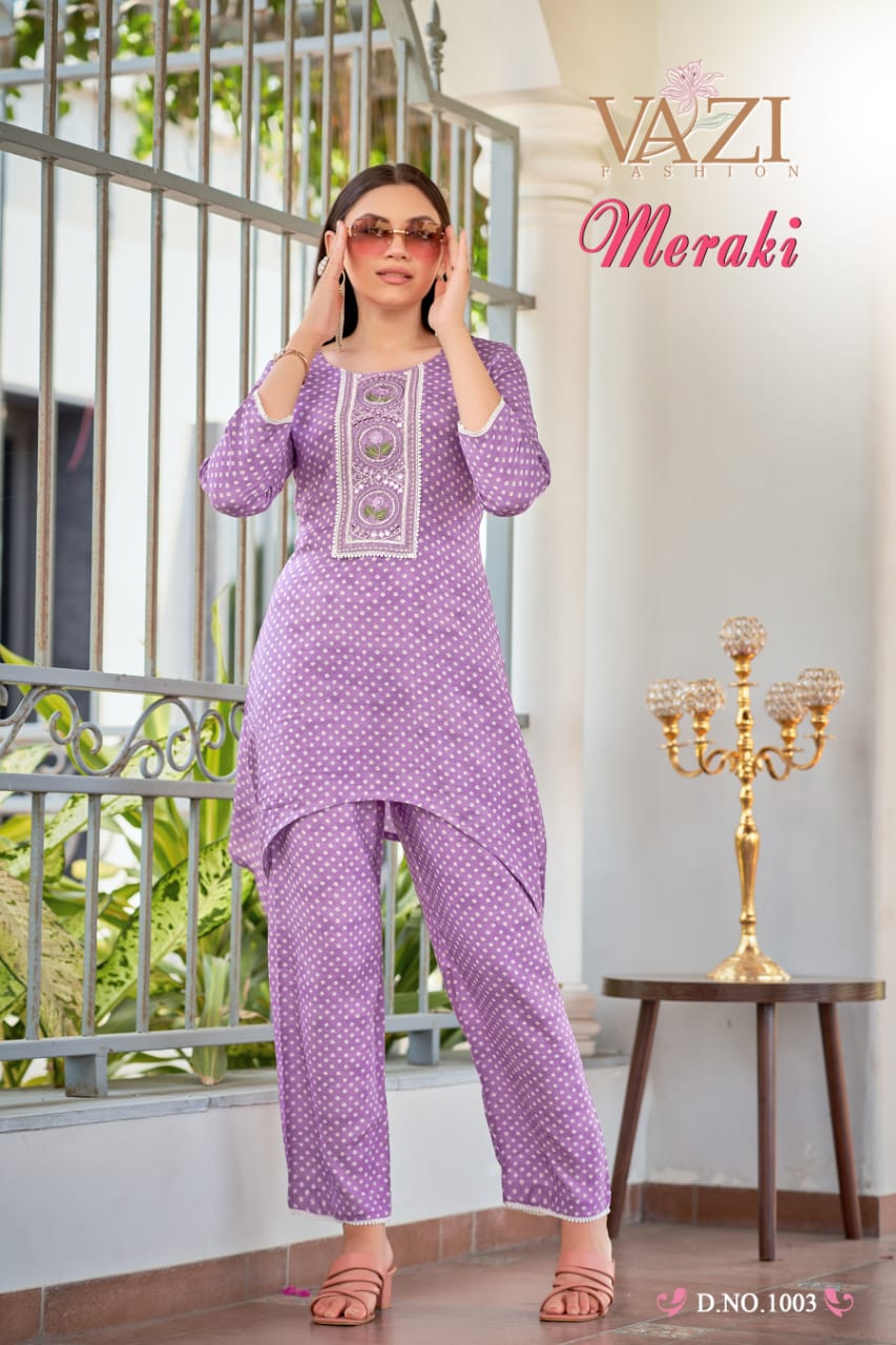 Meraki Vazi Fashion Muslin Co Ord Set Wholesale