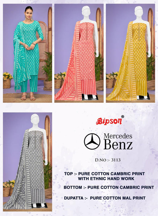 Mercedes 3113 Bipson Prints Pure Cotton Pant Style Suits Supplier Gujarat