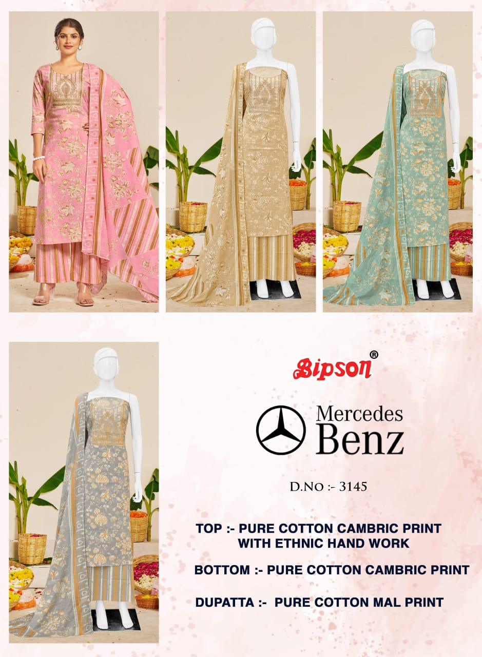 Mercedes 3145 Bipson Prints Pure Cotton Pant Style Suits Wholesale Rate