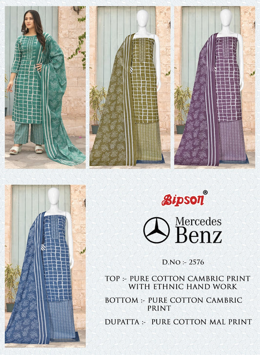 Mercedes Benz 2576 Bipson Prints Cotton Cambric Pant Style Suits