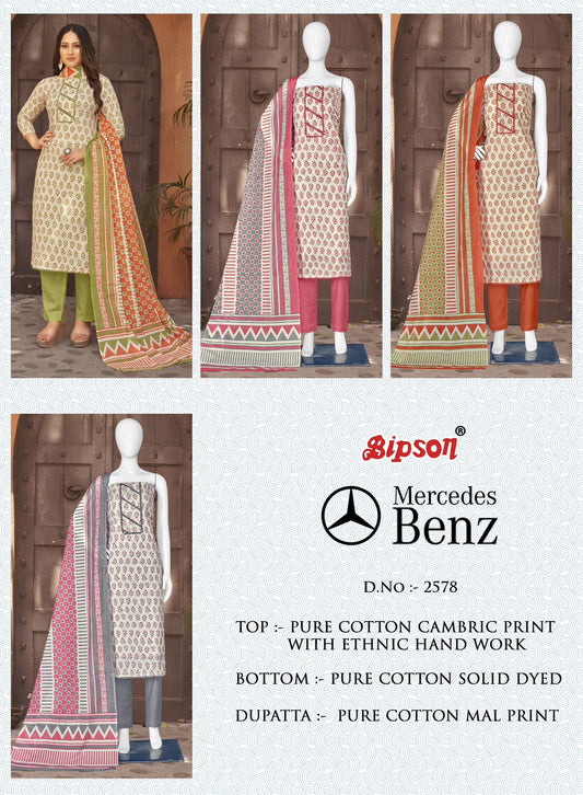 Mercedes Benz 2578 Bipson Prints Cotton Cambric Pant Style Suits