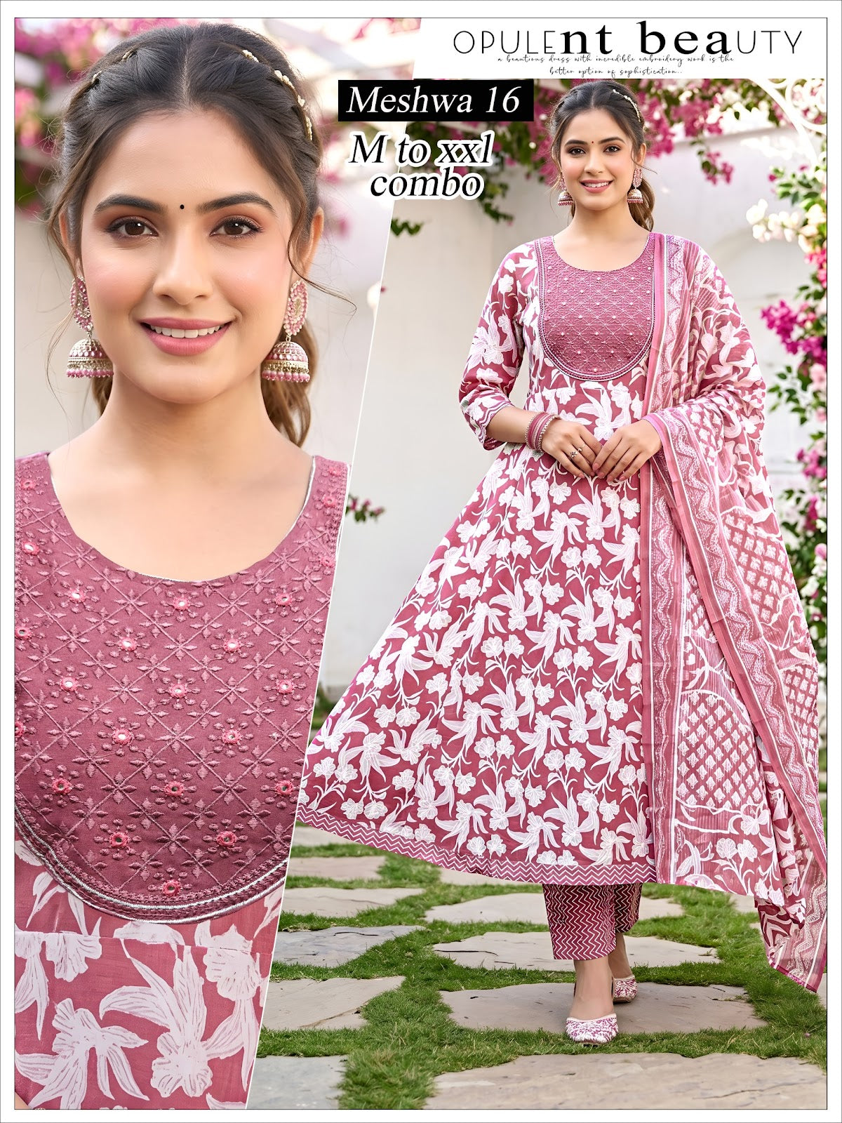 Meshwa Green Tomato Cotton Readymade Anarkali Suits Supplier