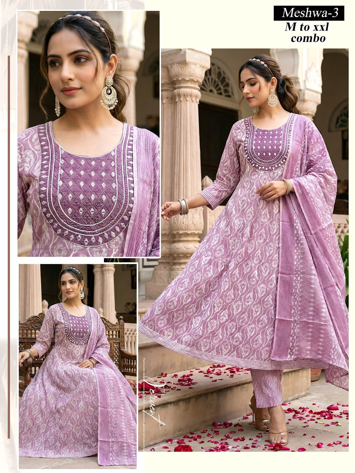 Meshwa Green Tomato Cotton Readymade Anarkali Suits Supplier