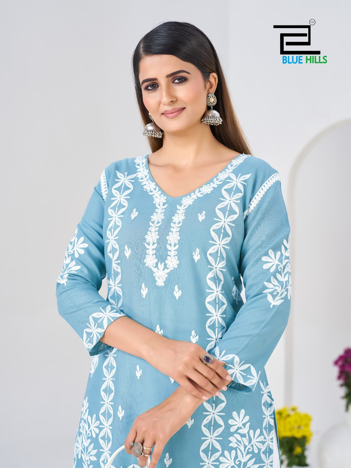 Messi Blue Hills Rayon 14Kg Kurti Plazzo Set Wholesaler Ahmedabad