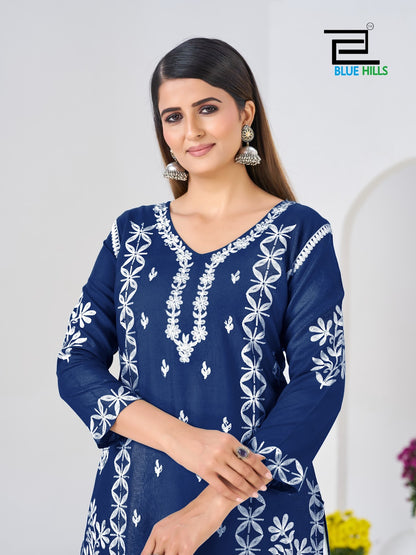 Messi Blue Hills Rayon 14Kg Kurti Plazzo Set Wholesaler Ahmedabad