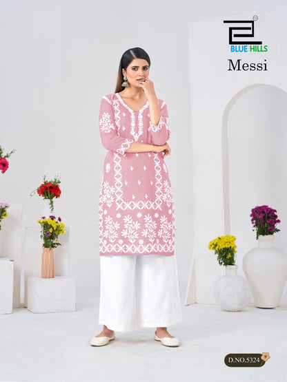 Messi Blue Hills Rayon 14Kg Kurti Plazzo Set Wholesaler Ahmedabad