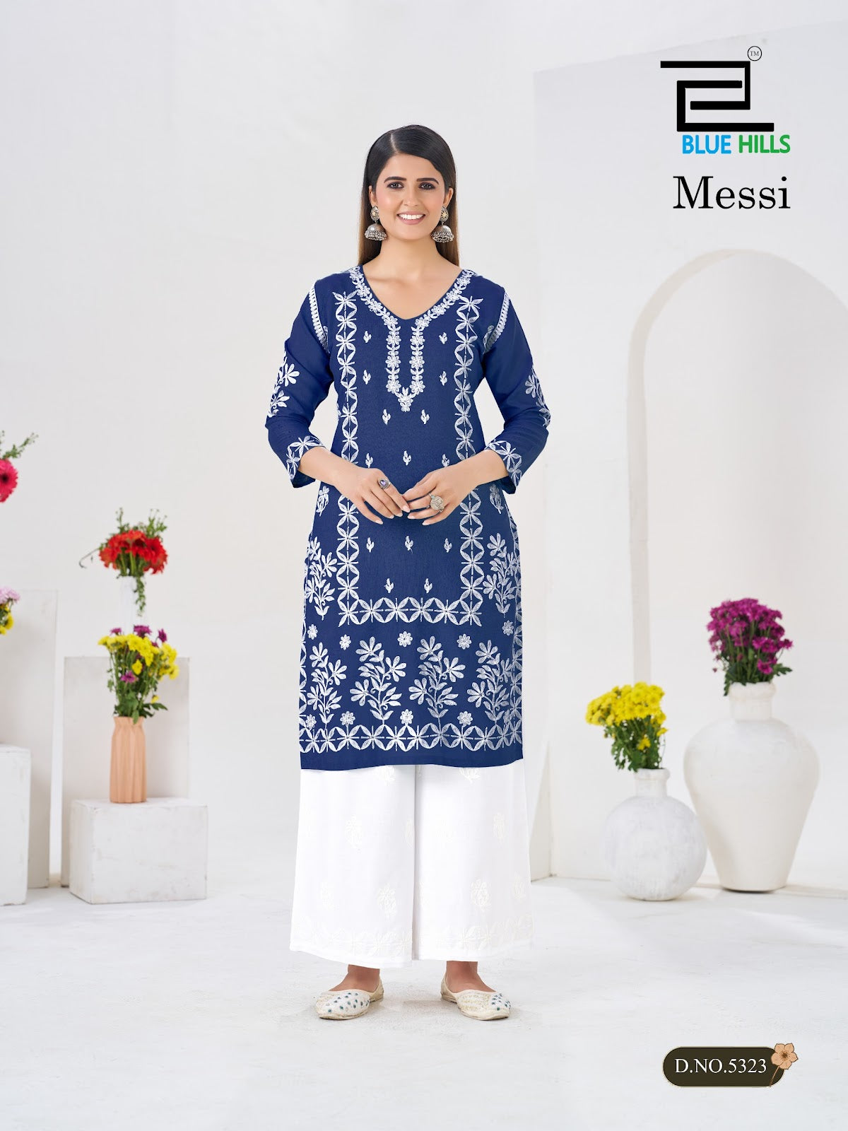 Messi Blue Hills Rayon 14Kg Kurti Plazzo Set Wholesaler Ahmedabad
