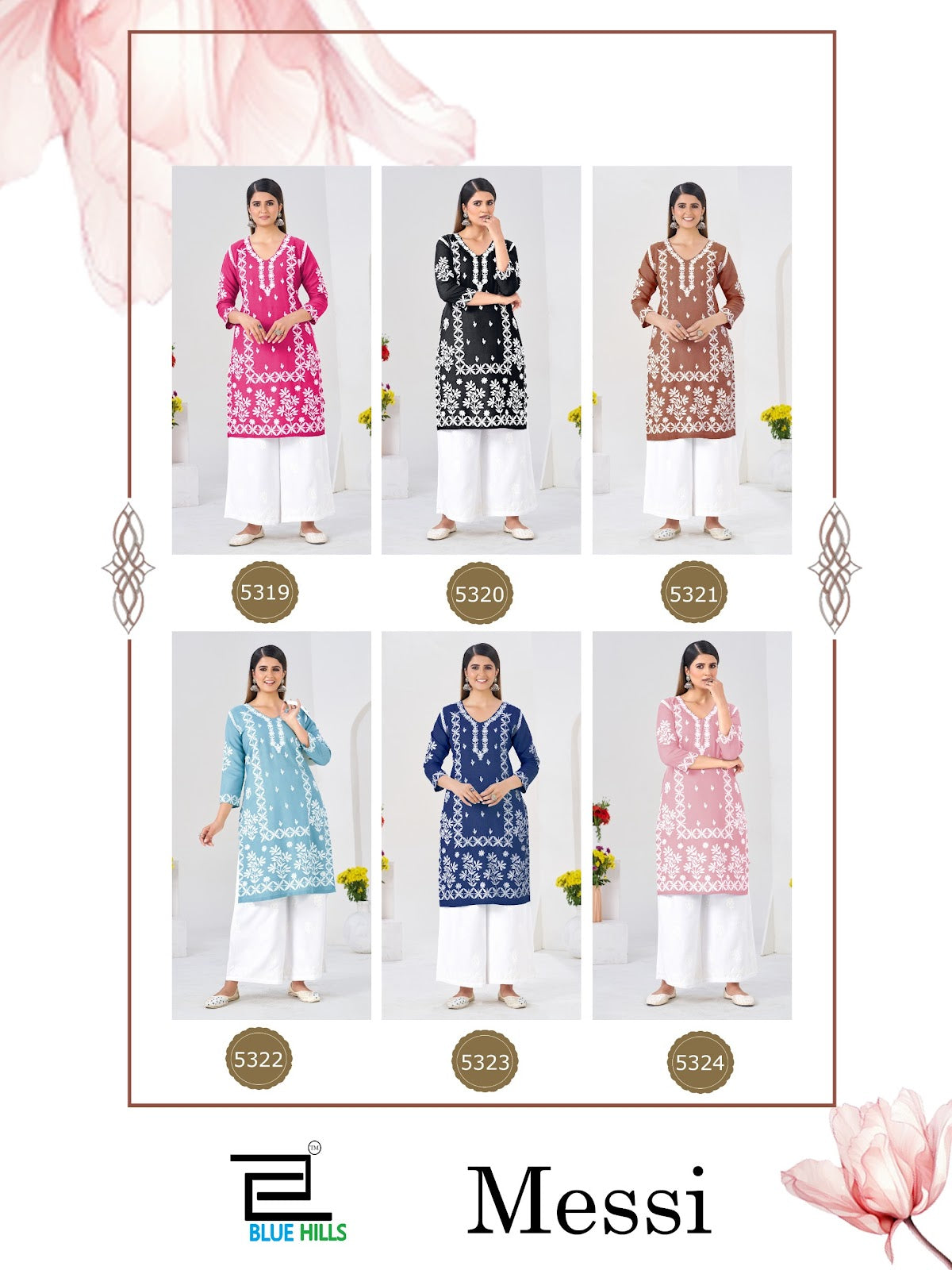 Messi Blue Hills Rayon 14Kg Kurti Plazzo Set Wholesaler Ahmedabad