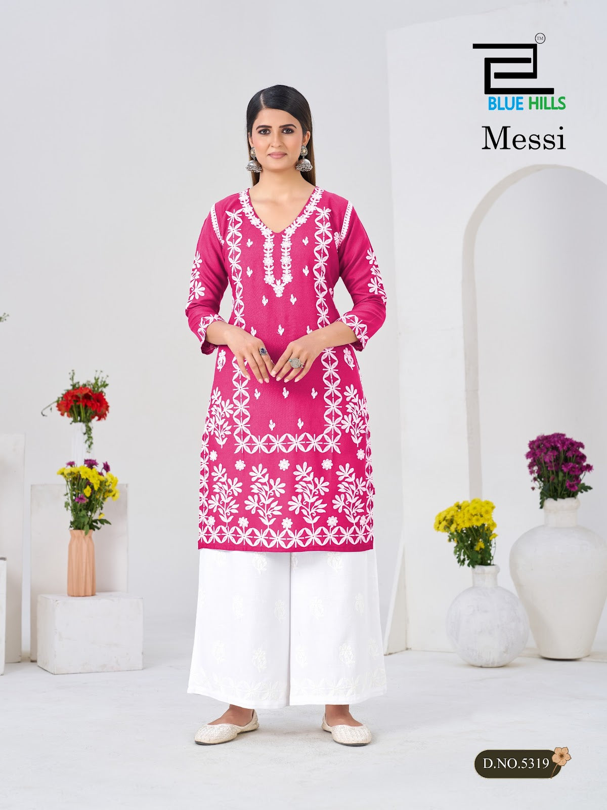 Messi Blue Hills Rayon 14Kg Kurti Plazzo Set Wholesaler Ahmedabad