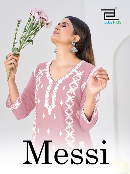 Messi Blue Hills Rayon 14Kg Kurti Plazzo Set Wholesaler Ahmedabad