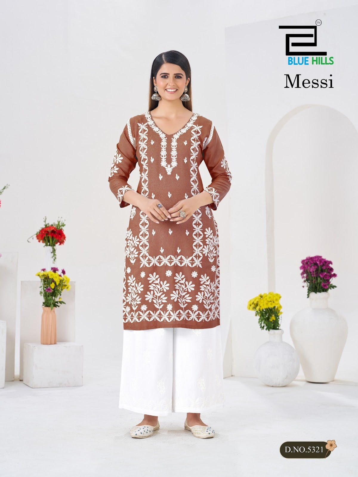 Messi Blue Hills Rayon 14Kg Kurti Plazzo Set Wholesaler Ahmedabad