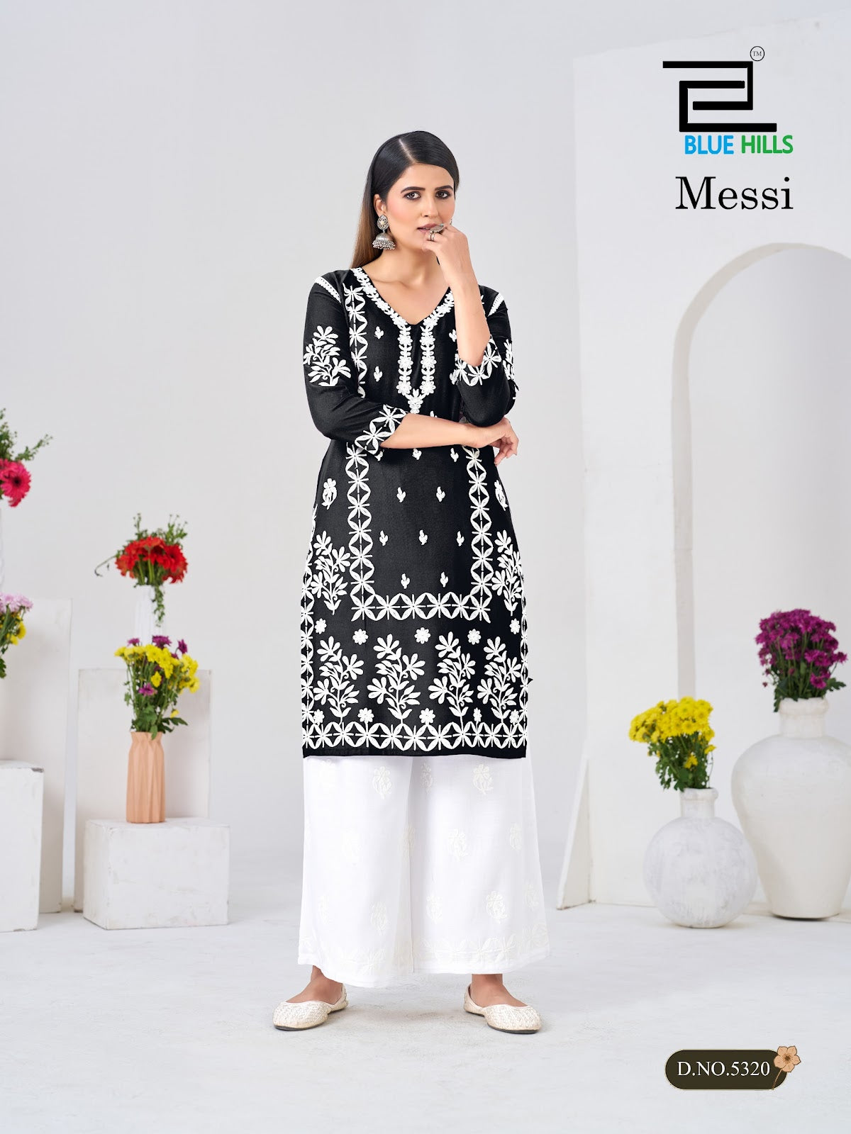 Messi Blue Hills Rayon 14Kg Kurti Plazzo Set Wholesaler Ahmedabad