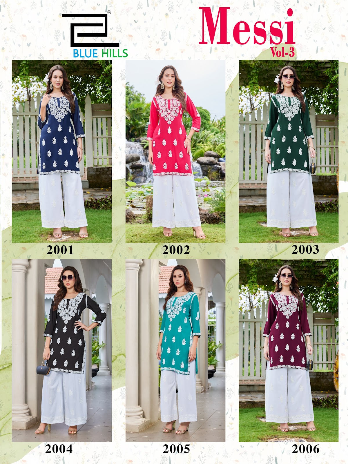 Messi Vol 3 Blue Hills Rayon 14Kg Kurti Plazzo Set Manufacturer Gujarat