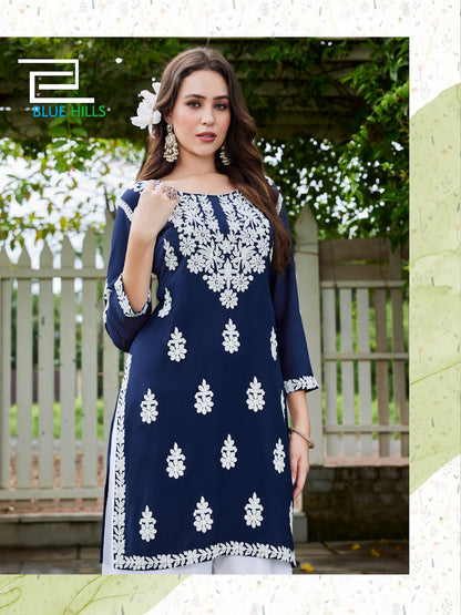 Messi Vol 3 Blue Hills Rayon 14Kg Kurti Plazzo Set Manufacturer Gujarat