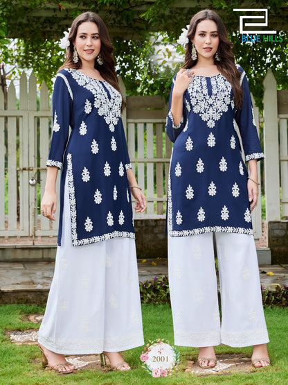 Messi Vol 3 Blue Hills Rayon 14Kg Kurti Plazzo Set Manufacturer Gujarat