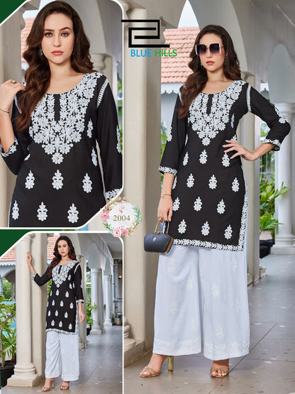 Messi Vol 3 Blue Hills Rayon 14Kg Kurti Plazzo Set Manufacturer Gujarat