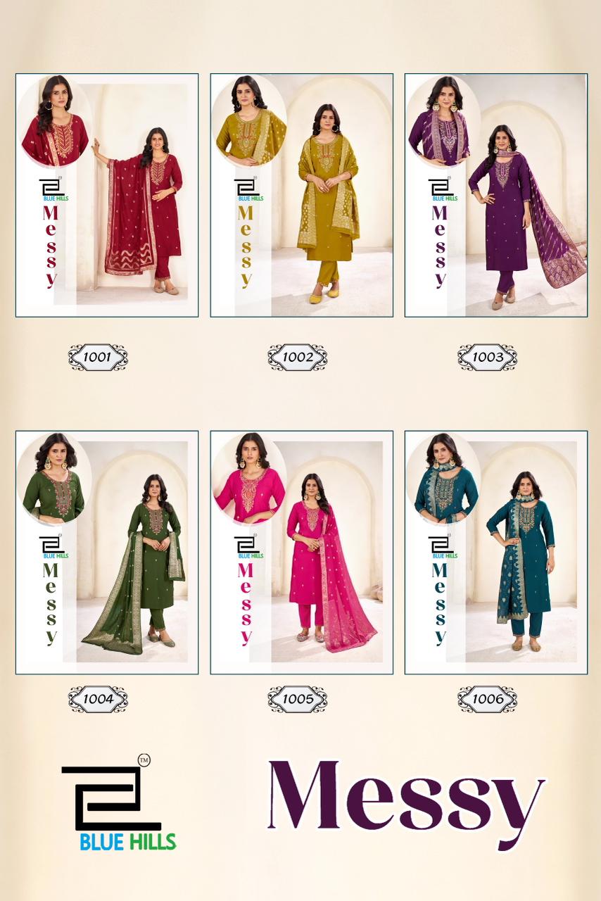 Messy Blue Hills Rayon 14Kg Readymade Pant Style Suits Manufacturer Ahmedabad